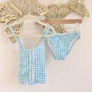 Gingham Eyelet Two Piece Swimsuit